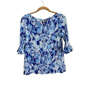 Lily Pulitzer Floral Blue Women's Top